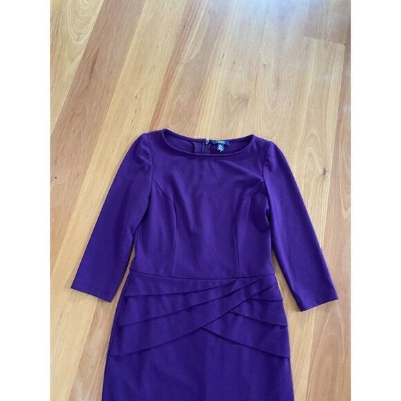 Chaps Dress Purple Sheath Mid Length 4P / 4 P - Picture 5 of 10